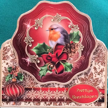 Christmas Robin - Stand-up Wavy Pyramid Card Mini Kit by Ine Moren