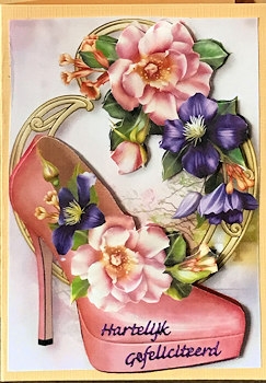 Beautiful Summer Blooms Shoe on Golden Frame by Ine Moren
