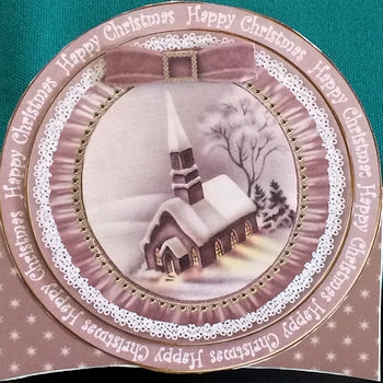 Church Lights Happy Christmas 8in Round Ruffle Mini Card Kit by Ine Moren