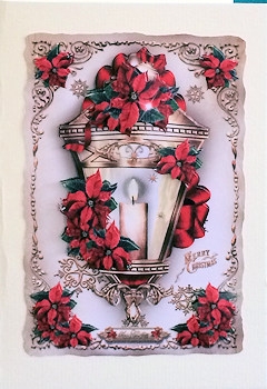 Christmas Vintage Lamp with Poinsettias by Ine Moren