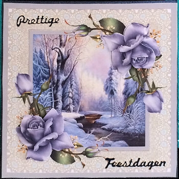 Winter Scene with Blue Roses by Ine Moren