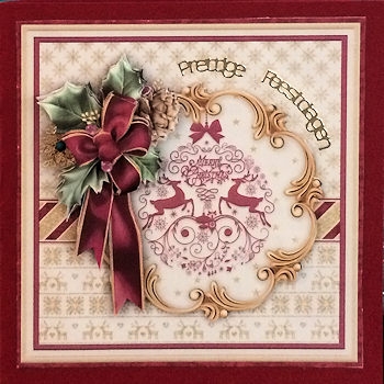 HOLLY RIBBON & PLUM BAUBLE 8x8 Decoupage & Insert Mini Kit by Ine Moren