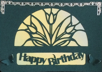 Stained Glass half circle Happy Birthday Card by Ine Moren