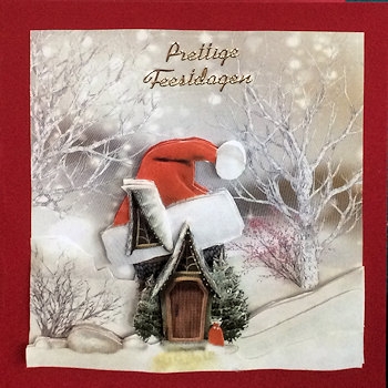 Yule Tide Magic - Christmas Hat House - 3D Decoupage kit + Insert & Gift Tag by Ine Moren