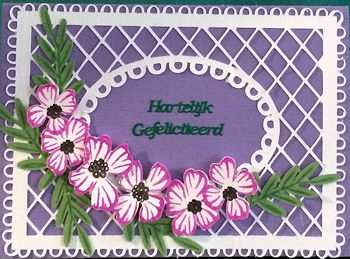 Lattice background with floral spray by Ine Moren