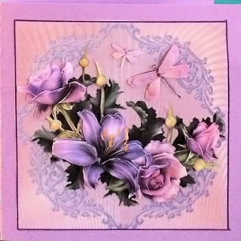 3 sheets Purple-icious floral CARD KIT by Ine Moren