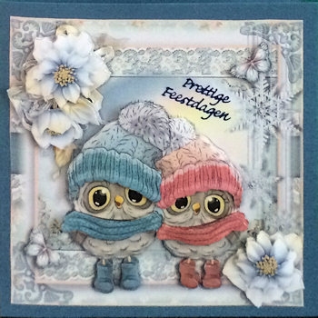 The Christmas Owl Couple Card Front Kit by Ine Moren