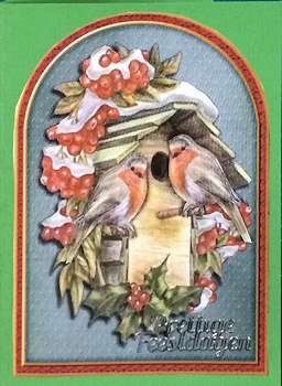 Arch card Christmas Robins by Ine Moren