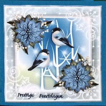 Christmas Birds & Poinsettias Mini kit Pastel Color by Ine Moren