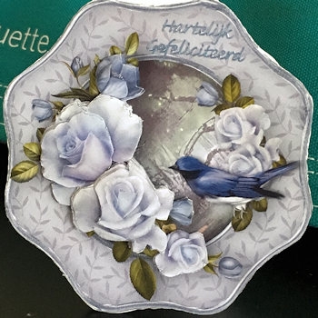 Bird in the Roses - Wavy Octagon Card Mini Kit by Ine Moren