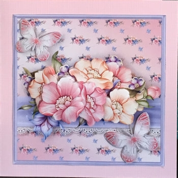 Pretty Posy and Butterflies - Decoupage Card Mini Kit by Ine Moren