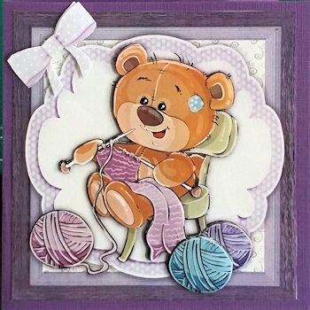 Adorable Knitting Bear 8x8 Mini Kit by Ine Moren