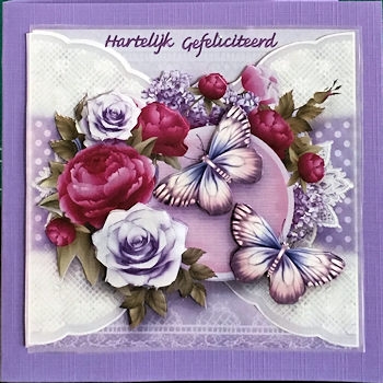 Lace And rose flutters Card Front Kit by Ine Moren