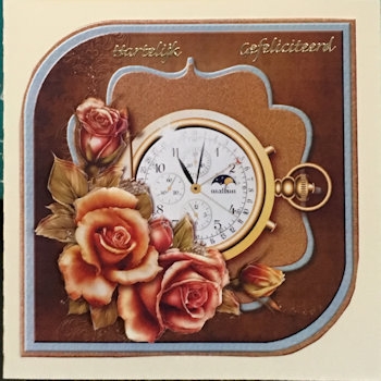Shaped male Card Clock & Roses Mini Kit by Ine Moren
