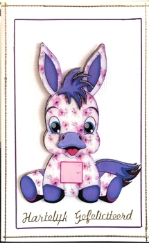 Flora the adorable Donkey A-Frame Card  by Ine Moren
