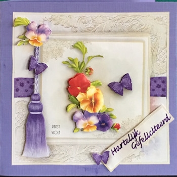 Set Of 4 floral 7x7 card front kit by Ine Moren