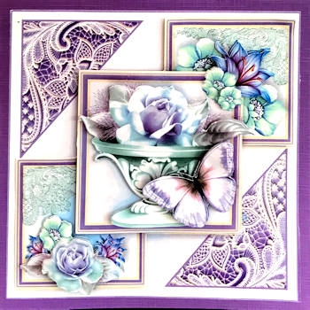 Lilac And Mint Flora and Lace Card Front Kit by Ine Moren