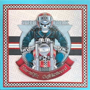 BIKER LIFE BEGINS AT Humorous 7.5 Decoupage Insert & Ages Mini Kit by Ine Moren