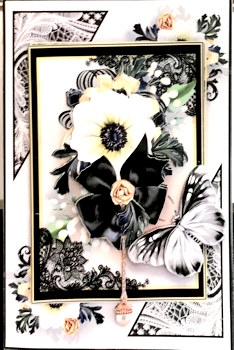A5 Black and White Lace Flora Card Kit by Ine Moren