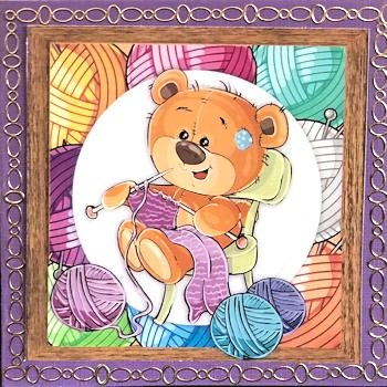 Knitting Bear 8x8 by Ine Moren