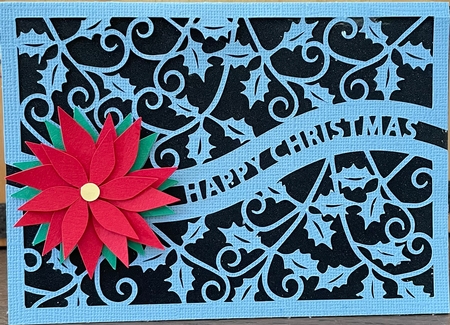 Happy Christmas Poinsettia Split Card by Ine Moren