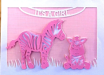 Its A Girl Zebra Card by Ine Moren