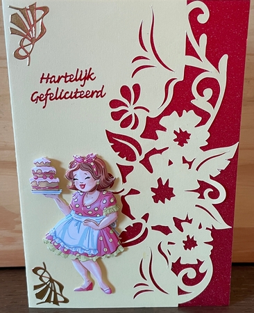 Flower Stencil Edge Card by Ine Moren