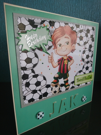 Just Mad About Football, Boy in Football Frame by Irene  Bond 