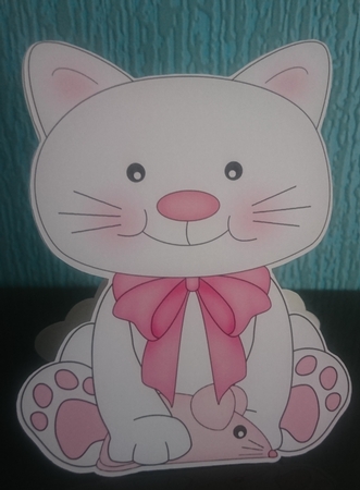 3D Shaped Card  Kit - Cute Little Cat Bella by Irene  Bond 