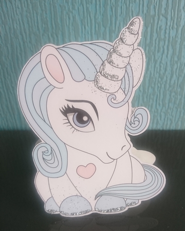 3D Shaped Card Mini Kit - Cute Little Baby Unicorn Blueberry by Irene  Bond 