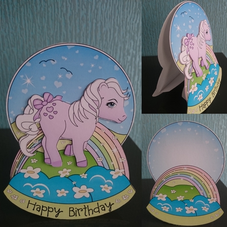 3D Shaped Rocking Card Mini Kit  -   Cute Little Pony Violet by Irene  Bond 