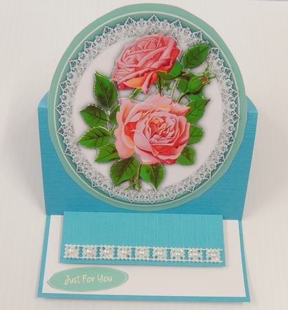Beautiful Roses on a  Oval Mat by Irene Drieman