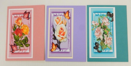 3 Lovely D.L Rose and Butterfly Toppers by Irene Drieman
