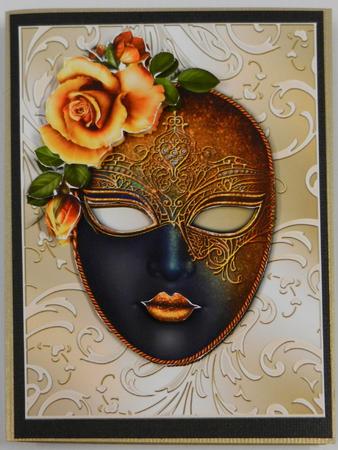 Golden Masque on Shimmering Frame + Decoupage by Irene Drieman
