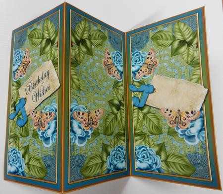 Teal Roses Birthday Wishes Quick Tri-fold Card by Irene Drieman