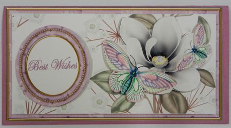Lilac Butterfly Best Wishes Dl Decoupage Topper by Irene Drieman