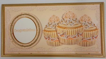 Cream Vintage Cupcake Congratulations Dl Topper by Irene Drieman