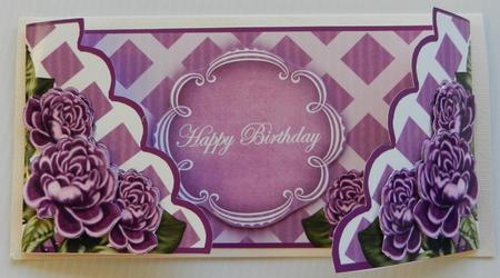 Purple Roses Happy Birthday Fancy Lattice 3D Card Kit by Irene Drieman