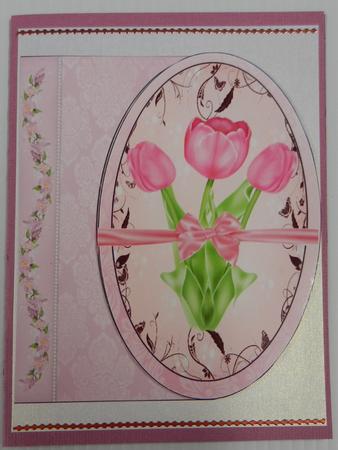Pink Tulips Card Front by Irene Drieman