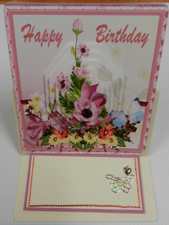 Floral 5.5 x 5.5ins Pyramid Card Front. by Irene Drieman