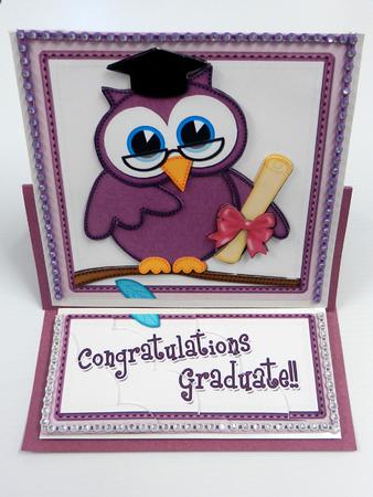 A5 Wise Owl Congratulations Graduate Felties Scallop Corner by Irene Drieman