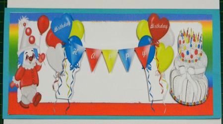 Birthday Cake with Clown and Balloons Dl by Irene Drieman