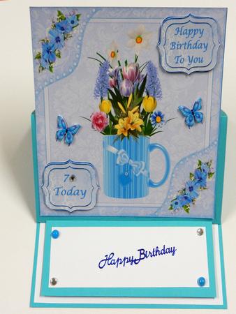 8x8ins Blue Butterflies 70-75 Decoupage Card Front by Irene Drieman