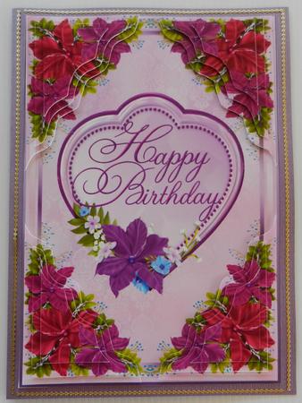 Happy Birthday Floral Corner Stacker Card Front by Irene Drieman