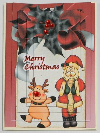 Merry Christmas Santa and Reindeer, Pyramid by Irene Drieman