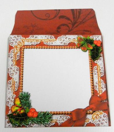 Church Lights on Holly 5 1/2 Inch Square Matching Envelope by Irene Drieman