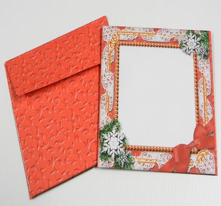 Church Lights on Snow 5 1/2 Inch Square Matching Envelope by Irene Drieman