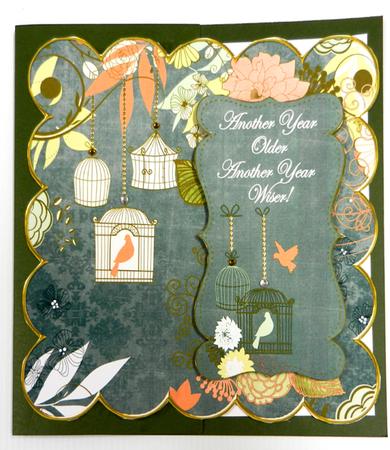 Black Birdcage Another Year Older 8in Scallop Topper by Irene Drieman