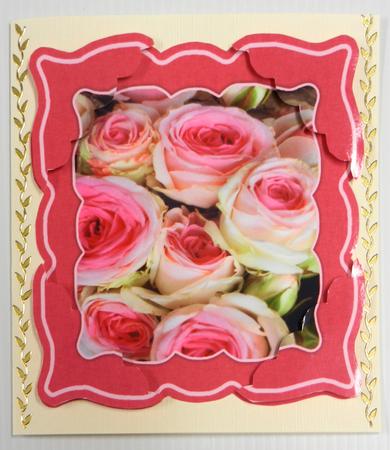 8x8 Pink & White Roses Shaped Topper & Corner Stackers by Irene Drieman