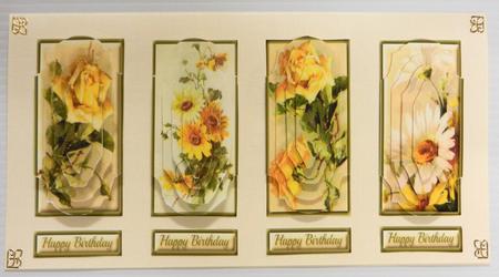 Yellow Flowers Quadrodecoupage by Irene Drieman